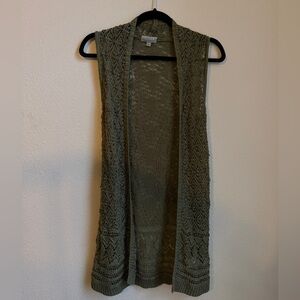 Joseph Olive Green Open-Knit Sleeveless Cardigan